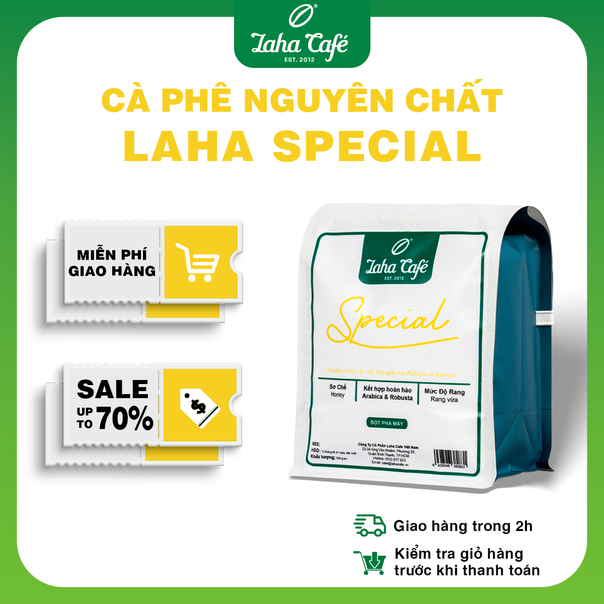 Cà phê nguyên chất laha special - arabica & robusta - laha cafe - 500 gram