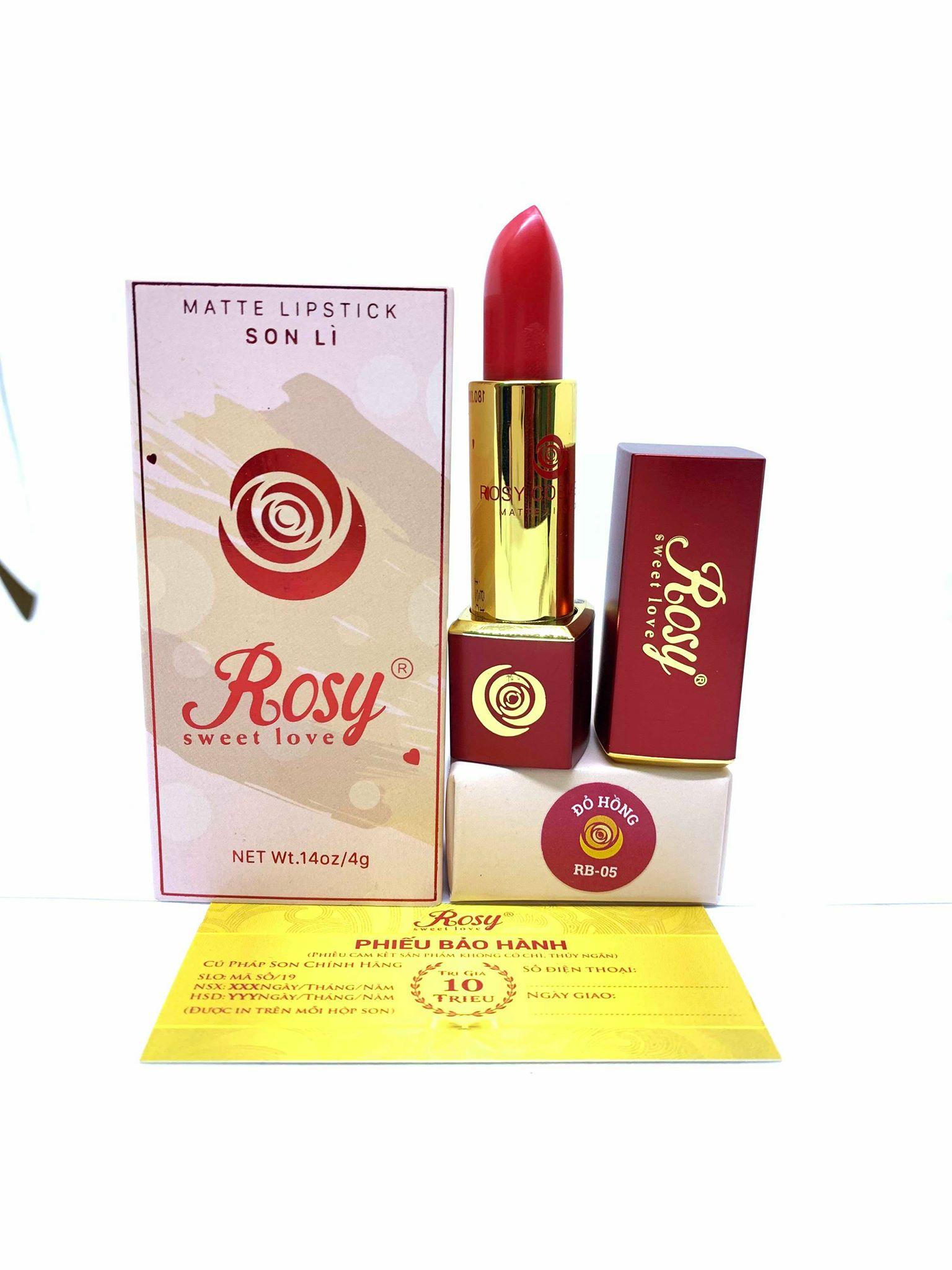 Son Môi Siêu Lì Rosy Màu Đỏ Hồng