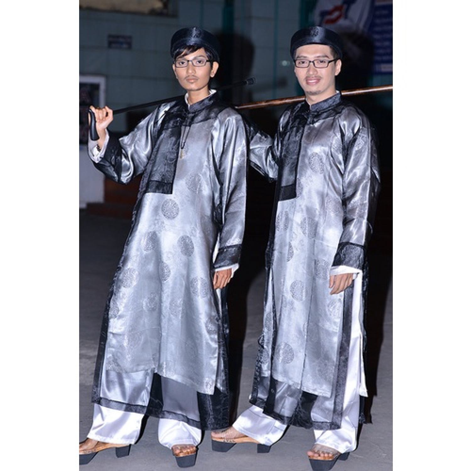 (Sẵn) Áo dài, áo the ông đồ hoa văn đồng tiềƞ 2 lớp, có bán khăn xếp rời