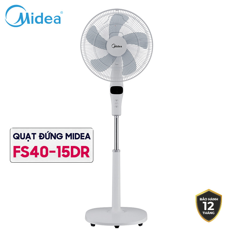 Quạt đứng- Quạt cây đứng Midea DC inverter FS40-15DR-Điều khiển từ xa- Màn hình LED- Với 12 tốc độ gió, có inveter, có remote điều khiển từ xa - Hàng phân phối chính hãng bảo hành 12 tháng, đổi trả 7 ngày nếu lỗi sản phẩm
