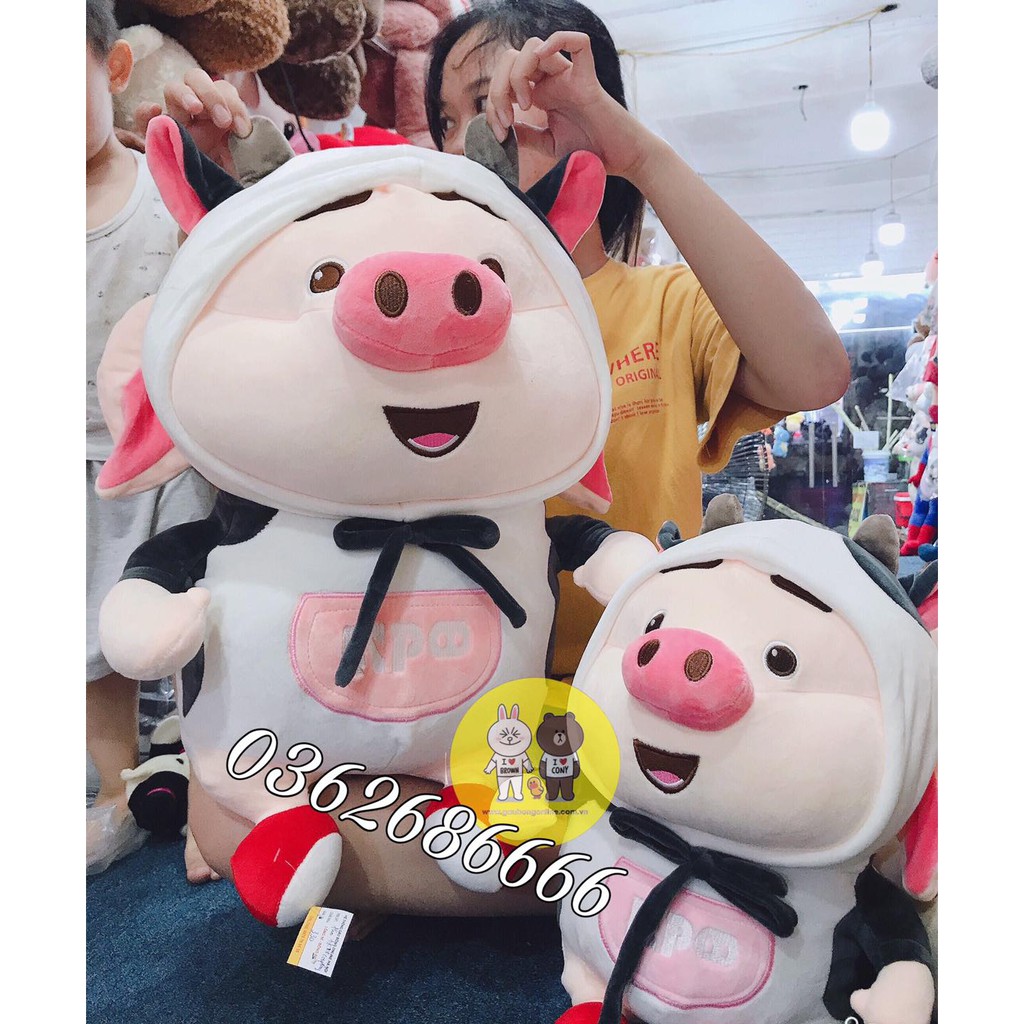 Gấu bông lợn cosplay bò sữa hot tictok- Gấu bông heo tictok- kích thước 50-60cm - Pink Kaizen