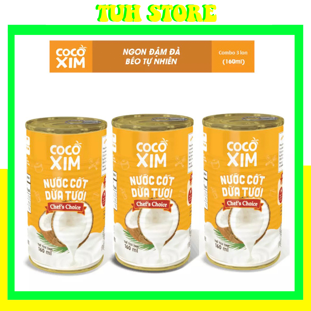 3 lon nước cốt dừa tươi chef's choice cocoxim 160ml,chefs choice