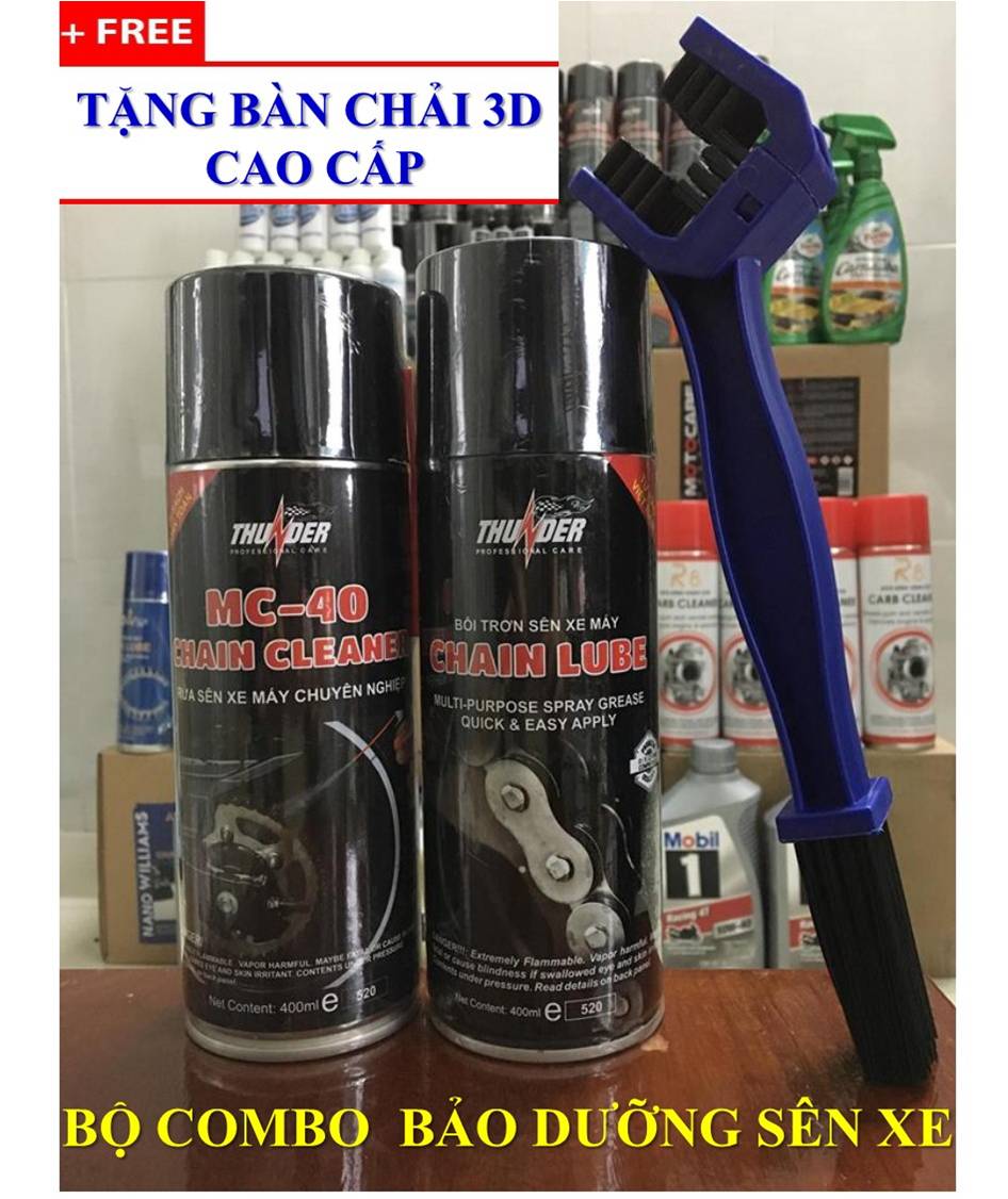 Compo chai xịt sên, chai xịt vệ sinh sên Thunder 400ml, bàn chải 3D cao cấp