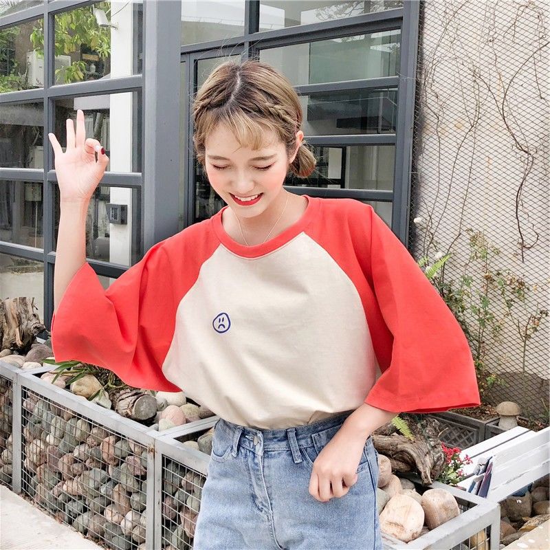 Aó thun nữ form dài rộng tay lỡ Unisex ICON MẶT BUỒN PHỐI TAY ÁO TRẮNG freesize 45 - 70kg áo thun nam form rộng tay lỡ, áo phông nữ form rộng