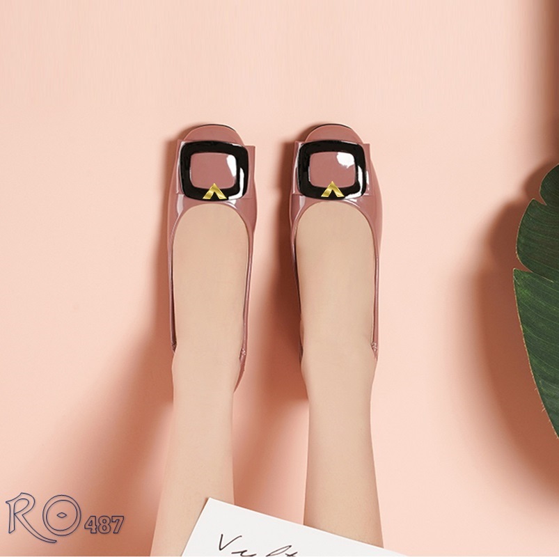 Giày cao gót nữ 2cm hàng hiệu Rosata giày búp bê nữ mũi bầu thời trang RO487