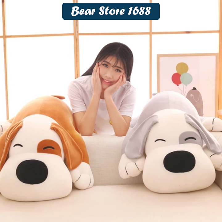 Gấu bông chú chó nằm mắt híp 65cm đáng yêu nghộ nghĩnh