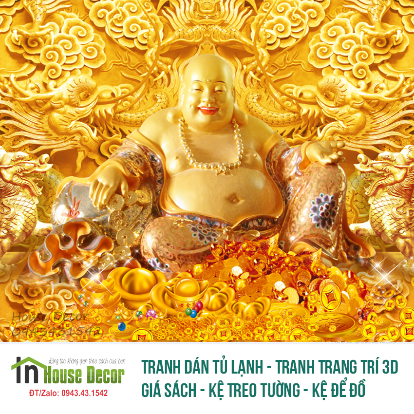 Tranh Dán Tường Phật Di Lặc , Tranh Phật Giáo, Tranh phong thủy tài lộc, Tranh Trang Trí phòng khách, phòng thờ, phòng làm việc, Decal đẹp ,tranh dán tường - M466