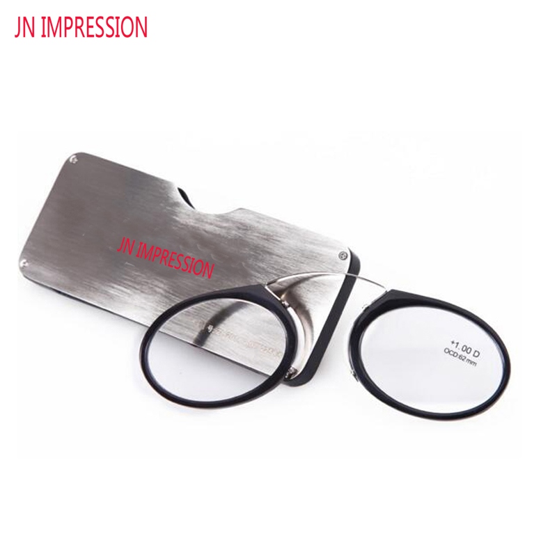 hot【DT】✵❃  2021 Titanium Mini Reading Glasses Clip Nose Round With Portable Prescription Eyewear 1 To 3.5