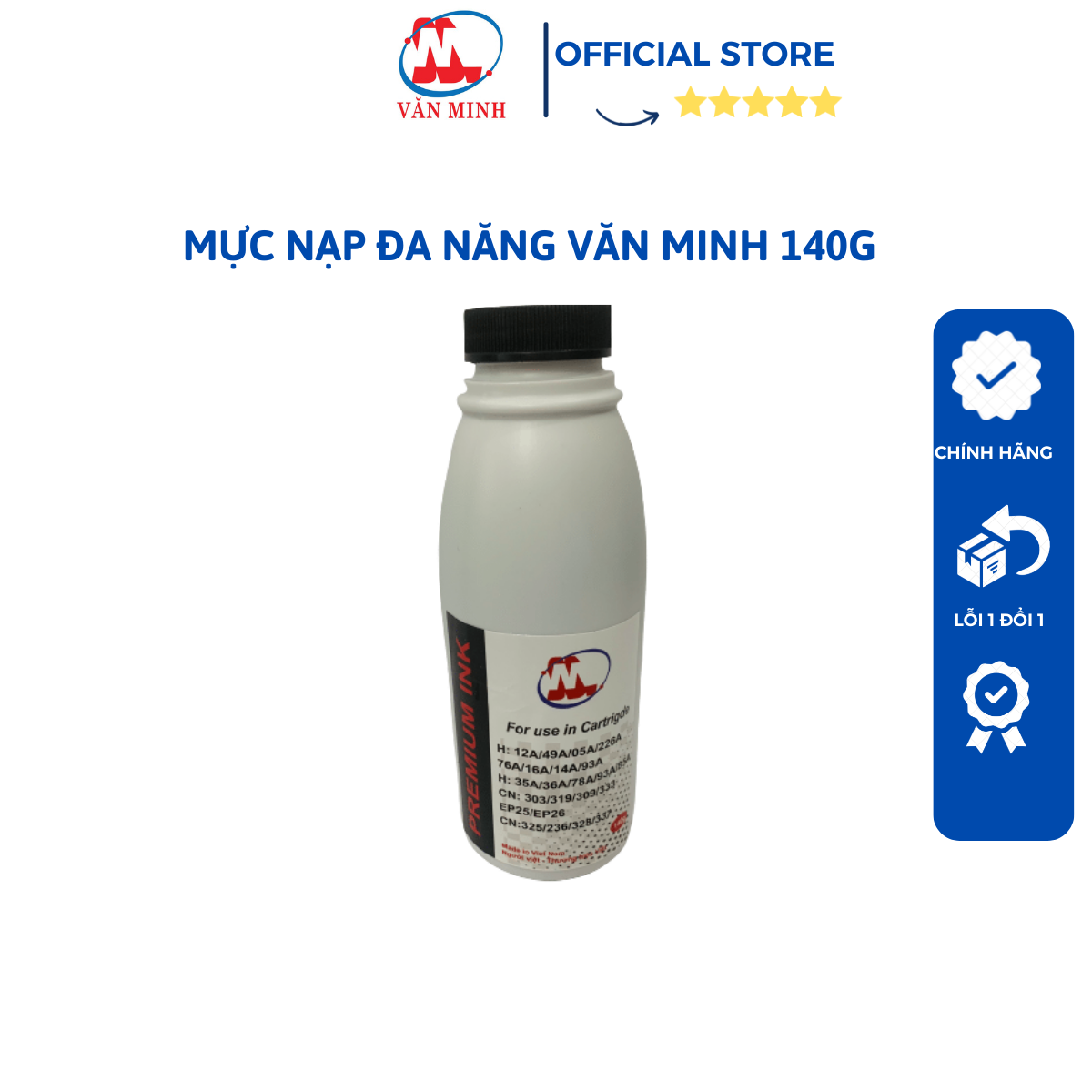 Mực nạp đa năng văn minh dùng cho 12a, 35a, 85a, 49a, 53a, 26a, 05a, 78a, 83a, mực đa năng dùng chung 140g