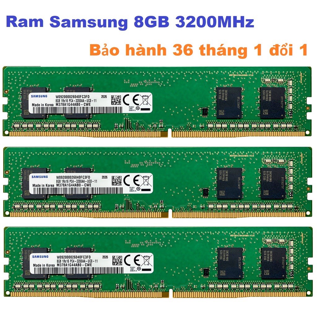 Ram pc samsung 8gb ddr4 3200mhz mới - bảo hành 12 tháng 1 đổi 1