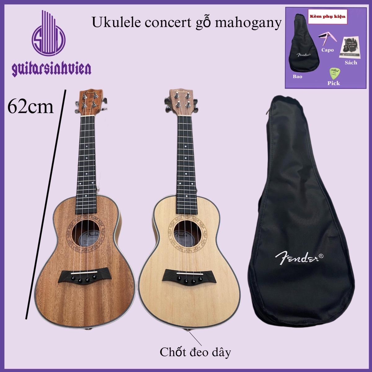 Đàn ukulele size concert Fender chính hãng - Tặng bao dù, phím gảy, sách học - Bảo hành 12 tháng
