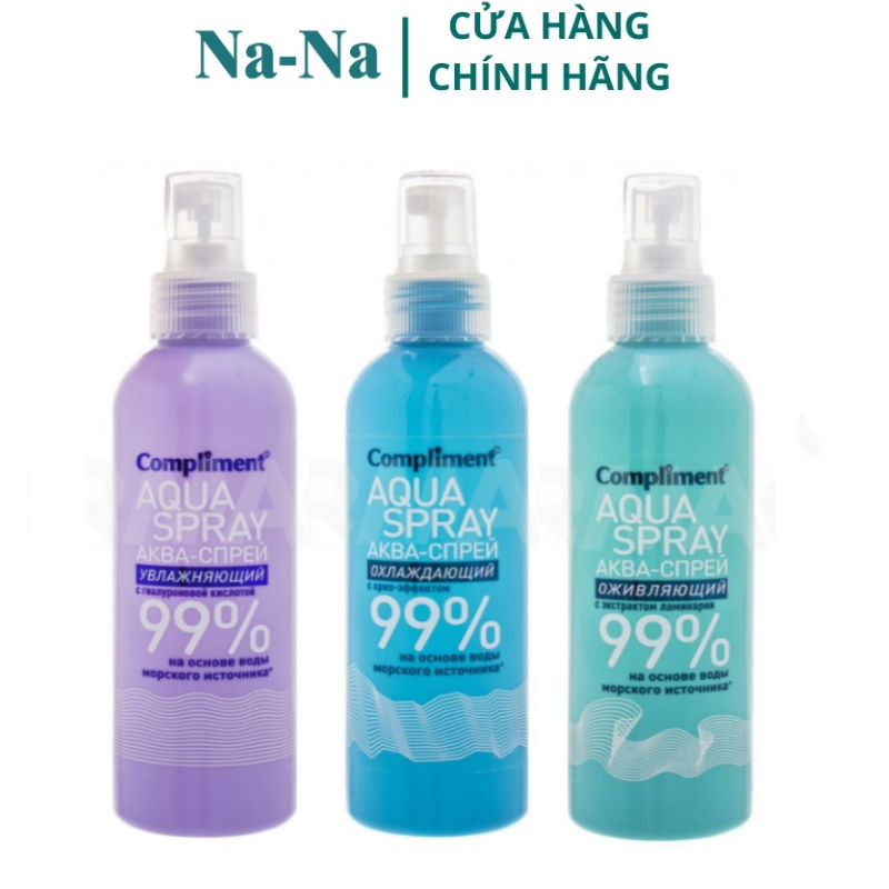 Xịt khoáng compliment 200ml, thành phần axit hyaluronic HA, cấp ẩm tức thì, làm dịu và nuôi dưỡng làn da