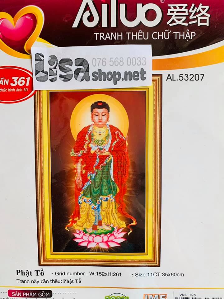 Tranh thêu chữ thập PHẬT TỔ 35x60cm chưa thêu 53207