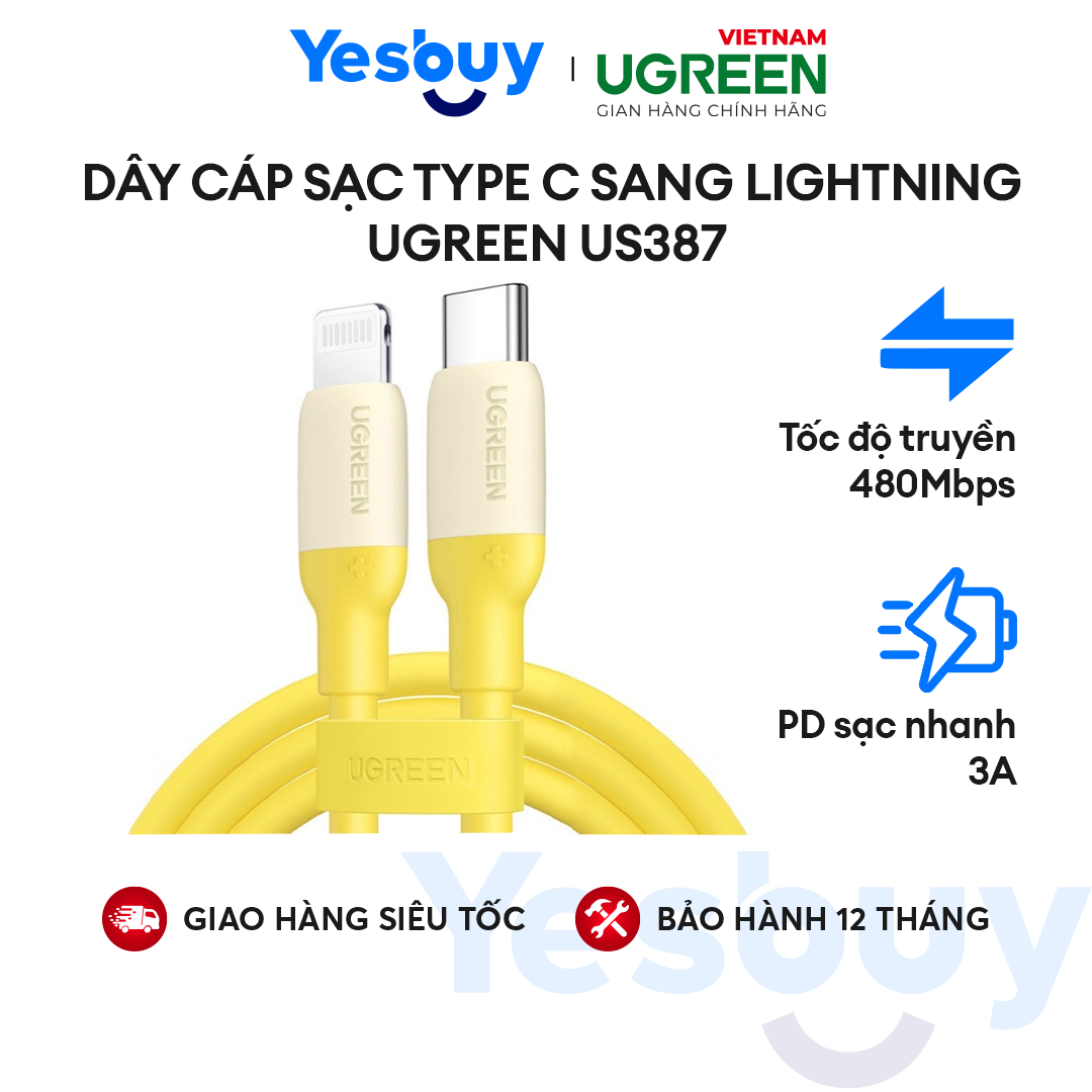 Dây cáp sạc type c sang lightning dài 1m ugreen us387