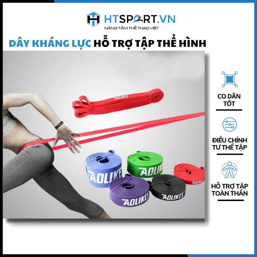 Dây Kháng Lực, Dây Đàn Hồi Đa Năng Hỗ Trợ Tập Luyện Tập Gym Thể Hình Cao Su Power Band Aolikes Chính Hãng AL3602