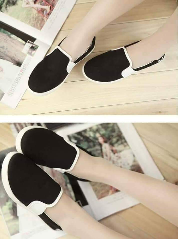 Giày lười nữ vải cotton cao 2p
