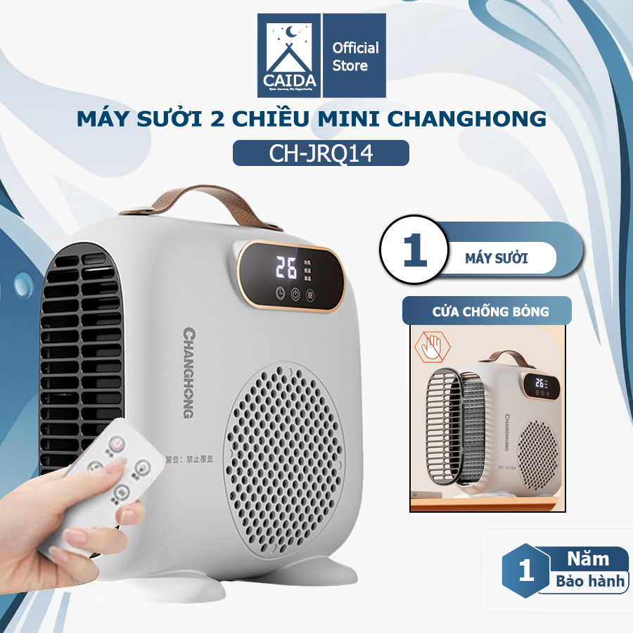 Máy sưởi mini Xiaomi Changhong, quạt sưởi mini để bàn 2 chiều công suất 2000W LÀM NÓNG TỨC THÌ, bảo vệ CHỐNG LẬT an toàn
