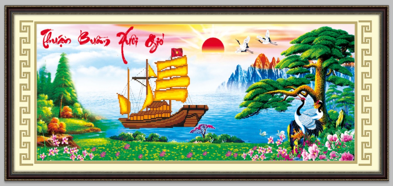 Tranh thêu chữ thập Thuận buồm xuôi gió 3D Ailuo AL53575 |105x50cm| [Chưa Thêu]