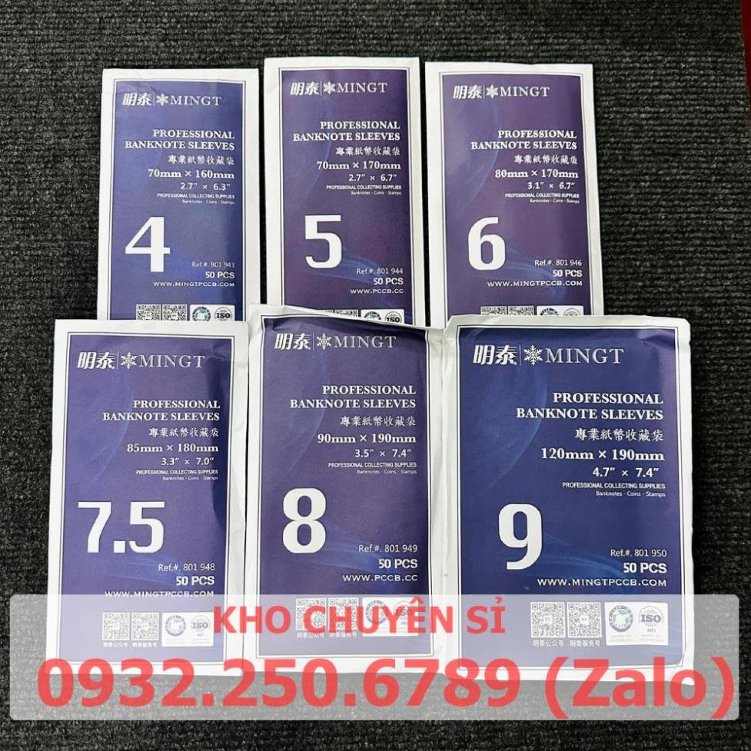 Túi Nilon đựng tiền giấy , phơi nilong OPP bảo quản tiền giấy PCCB Đài Loan, nhiều kích cỡ, 50 miếng/túi