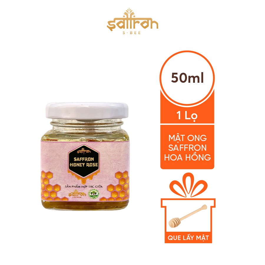 Mật Ong Saffron Hoa Hồng 50ml/lọ tặng kèm que gỗ lấy mật SBEE giúp thanh lọc giải nhiệt cơ thể