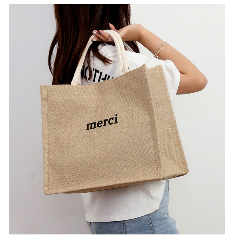 Túi Cói Đi Du Lịch Merci Sang Chảnh- Hot Trend - Có Lót và Khóa Kéo Bên Trong