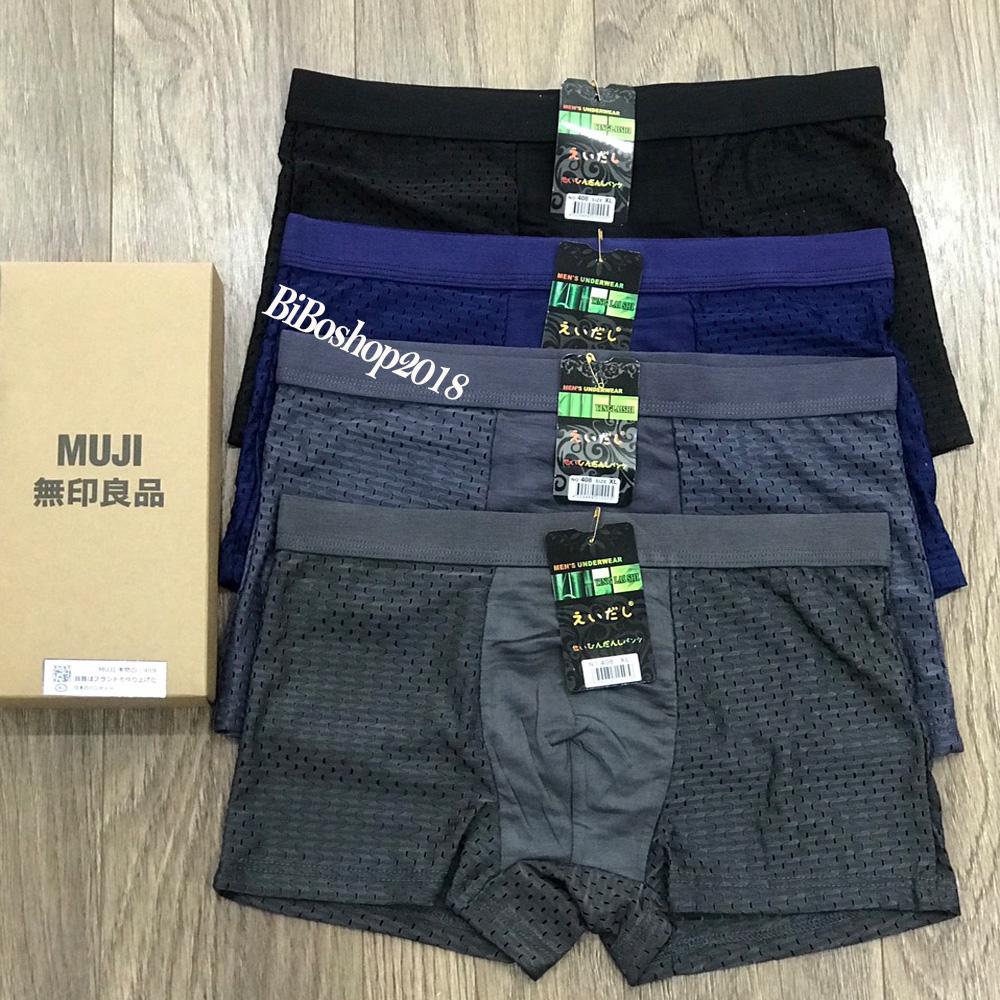 Hộp 4 quần sịp đùi boxer nam thông hơi, thoáng khí cao cấp