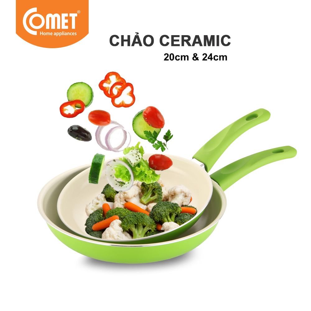 Cặp chảo chống dính ceramic 20cm & 24cm comet - ch11-20 & 24
