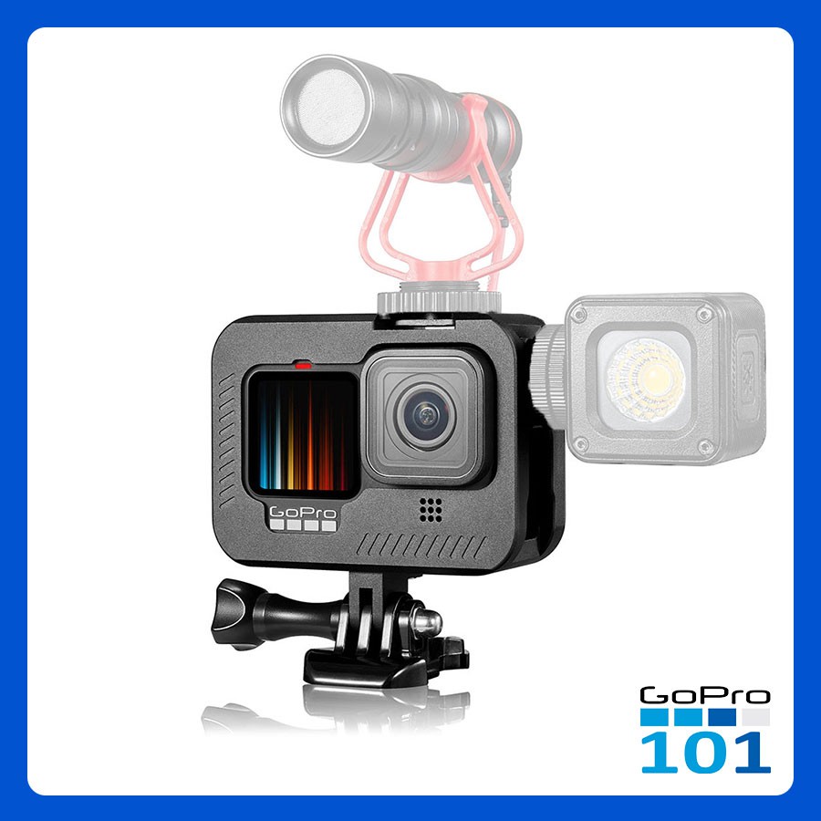 Case nhôm cnc cho gopro 9 black có 2 chân hotshoe gắn phụ kiện - gopro101