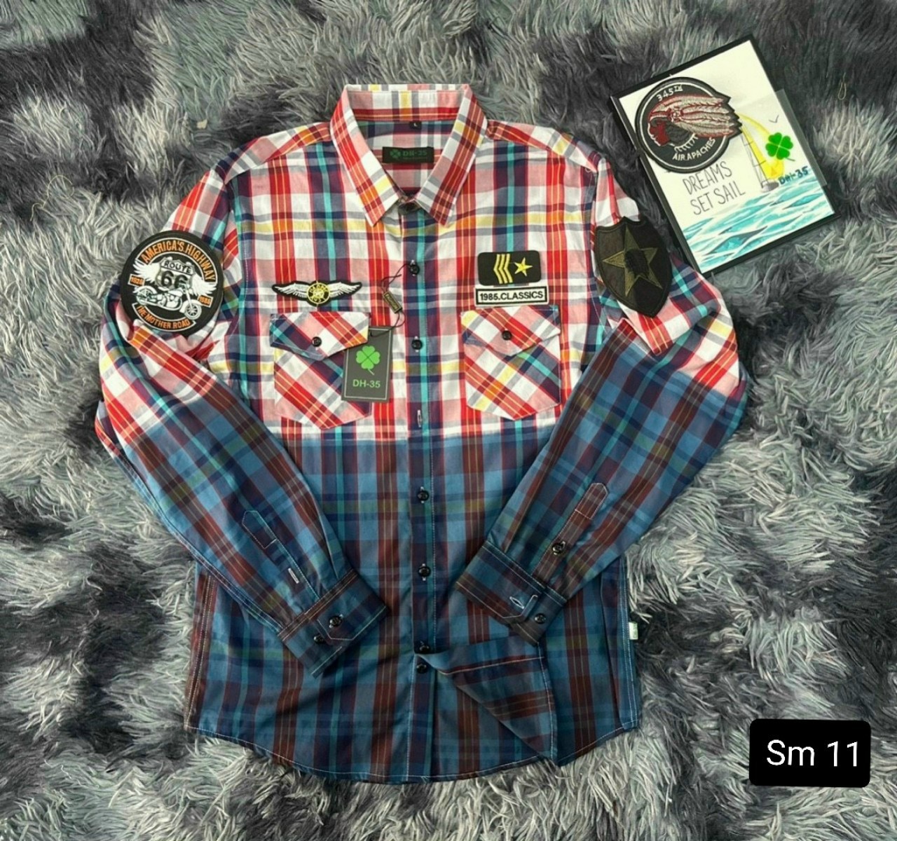 Áo sơ mi nam thêu trước chất cotton mát mịn 290k