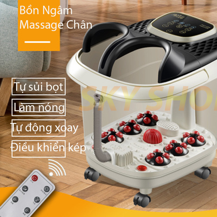 Bồn Ngâm Massage Chân Con Lăn Tự Động Đèn Hồng Ngoại Trị Liệu - Kèm Remote- Bảo hành 12 tháng toàn quốc