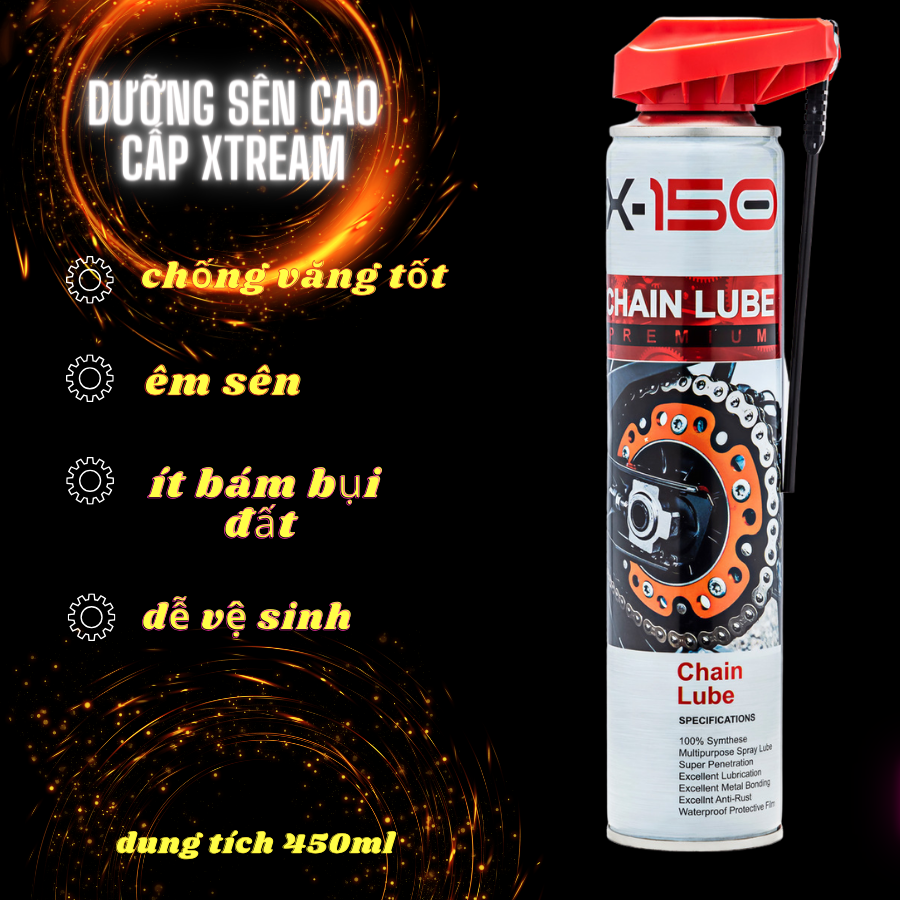 Xtream x150 dưỡng sên xe máy , chai dưỡng sên cao cấp 450ml chống văng , êm sên .