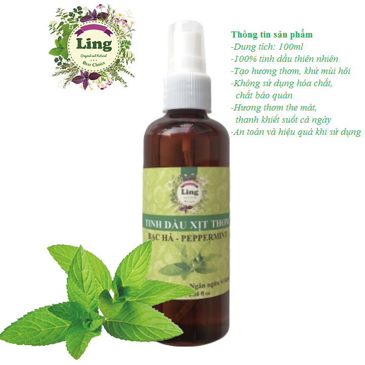 Tinh dầu thiên nhiên Bạc Hà xịt phòng 100ml đuổi muỗi khử mùi thơm phòng