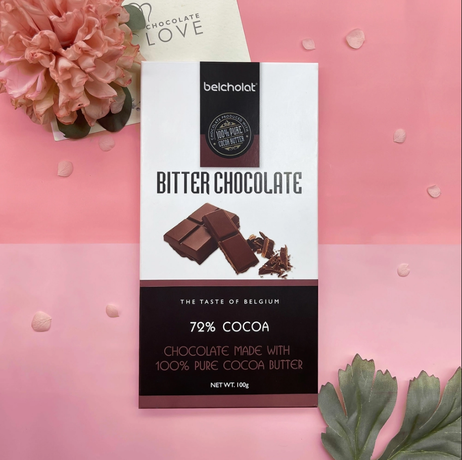Socola thanh đen 72% cacao Belcholat 100g, Bitter Chocolate 72% cocoa Belcholat 100g