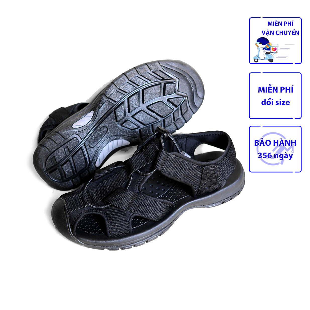 [HCM]Giày sandal Nam dây chéo - Rọ bít mũi - Xăng đan xuất khẩu S017 Dép nam TP