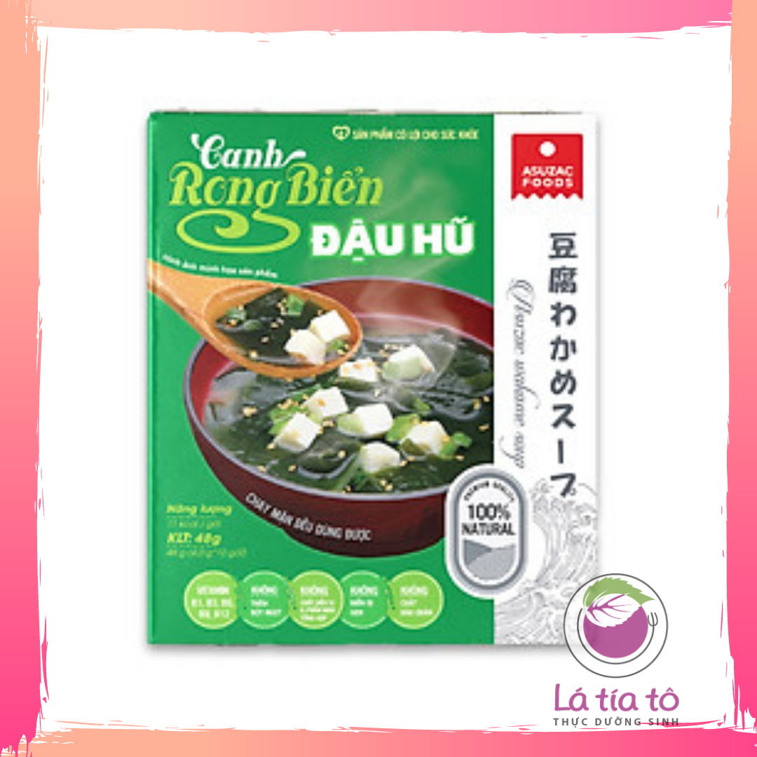 Canh rong biển ăn liền đậu hũ asuzac - lá tía tô