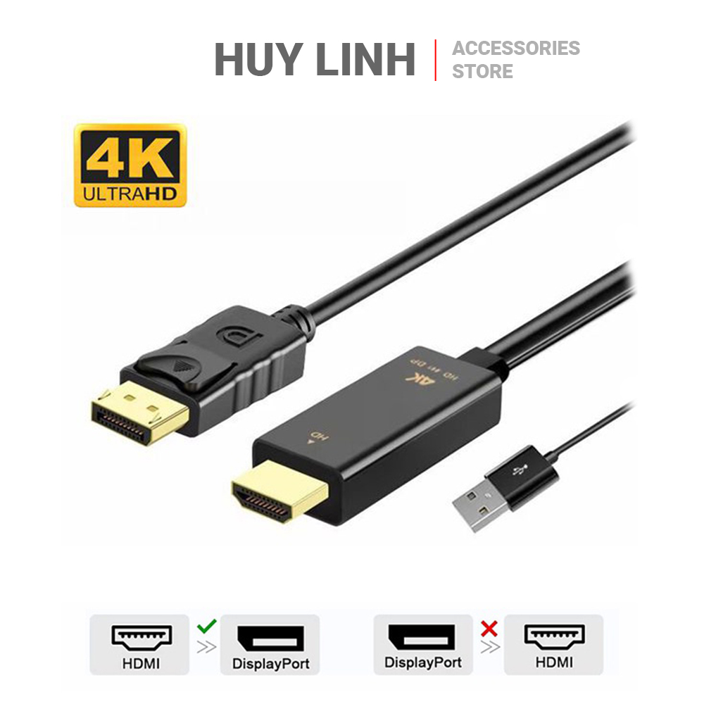 Dây cáp chuyển đổi tín hiệu HDMI to Displayport 1.8M hỗ trợ 4K60HZ H147