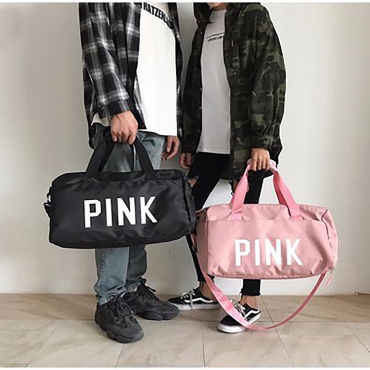 Túi trống du lịch chất dù có chữ Pink thời trang Rosabeli