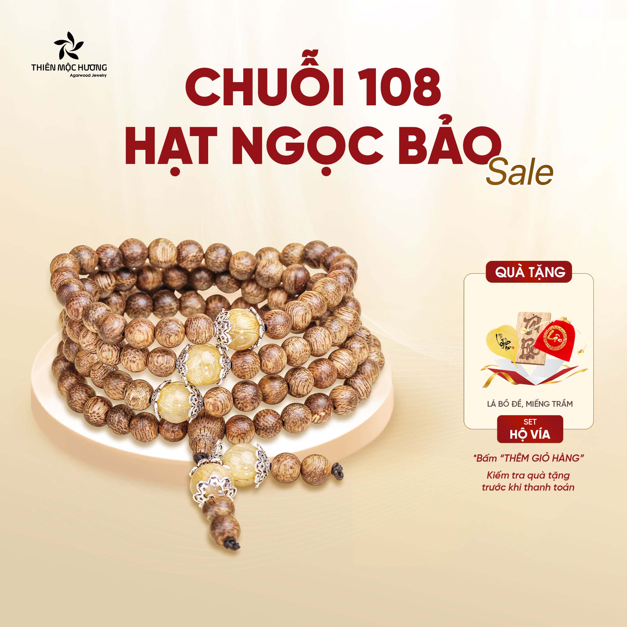 Vòng tay trầm hương tự nhiên, chuỗi 108 hạt Ngọc Bảo Thiên Mộc Hương , trầm tốc Việt Nam - chúc hạnh phúc, may mắn