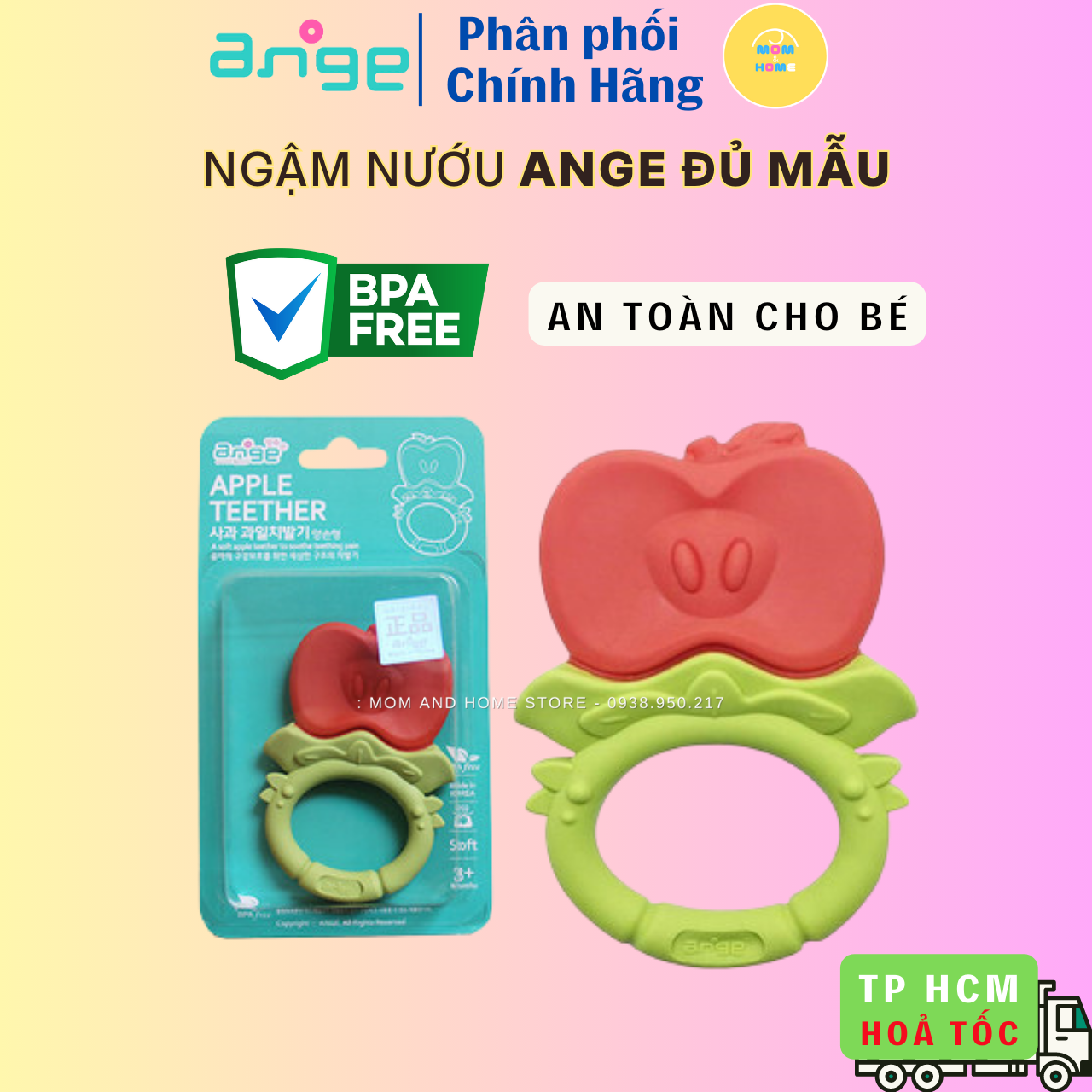 Gặm nướu cho bé thương hiệu ange ngậm nướu hình hươu, chuối, dâu, nho, cam, táo - mom and home