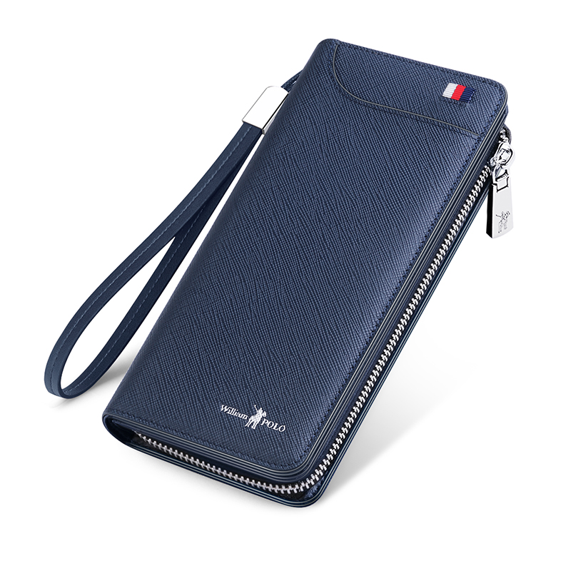 Ví dài nam (Clutch) William POLO WPC04 - 01 khóa, vân Saffiano - Bảo hành 12 tháng