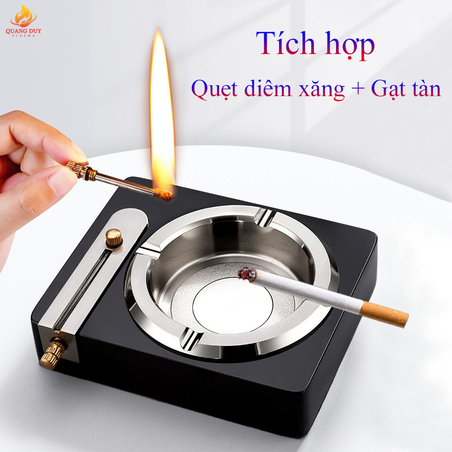 Gạt tàn thuốc là kiêm hộp quẹt bật lửa diêm xăng vĩnh cửu cao cấp