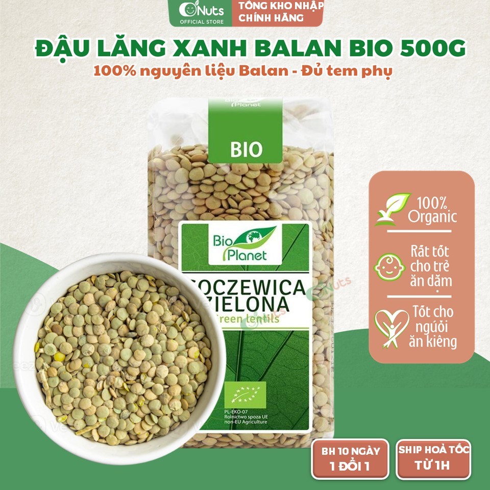 Đậu Lăng Xanh Hữu Cơ Balan 1kg Bio Planet Dành cho trẻ ăn dặm