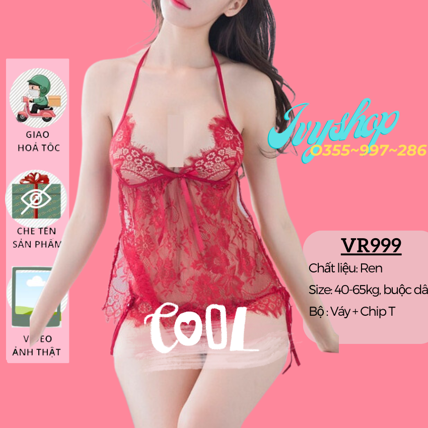 Áo Yếm Ngủ Sexy Xuyên Thấu - Áo Yếm Thôn Nữ Thêu Hoa Gợi Cảm - Mã VR999 - Ivyshop
