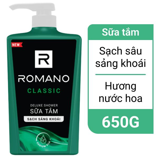 Sữa tắm hương nước hoa Romano Classic sạch sảng khoái 650gr