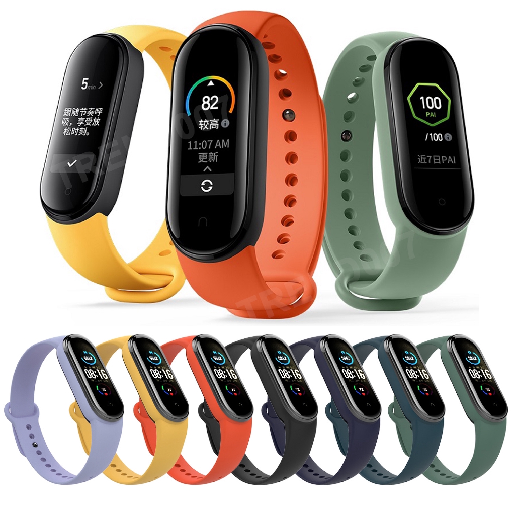Dây Đeo Thay Thế Chất Liệu Silicon Màu Trơn Cho Xiaomi Mi Band 5- nhiều màu sắc, phong cách cá tính