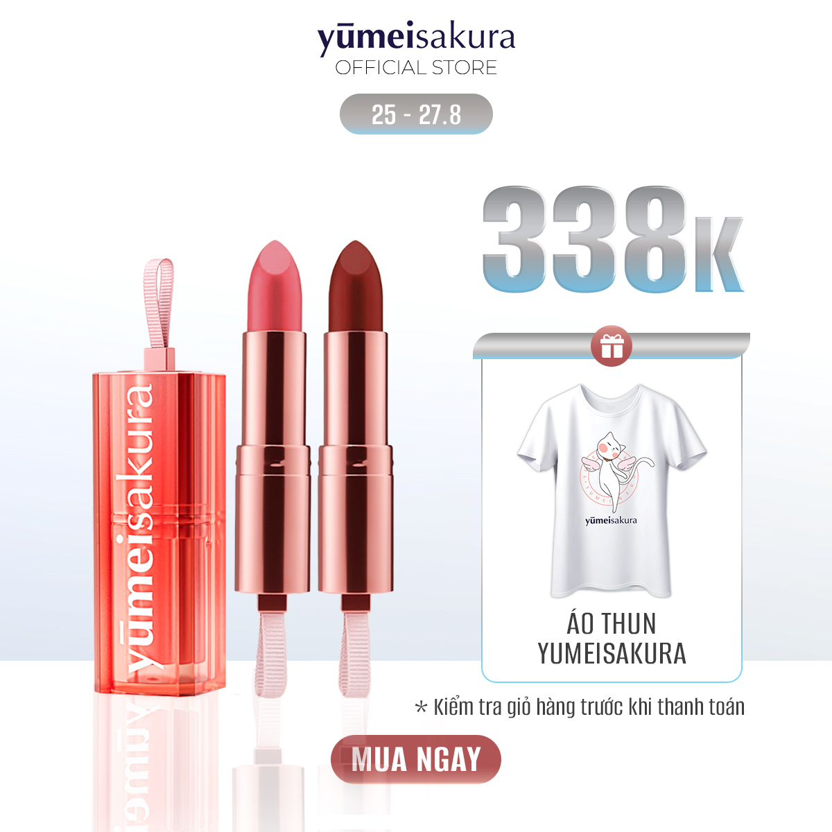 Combo 2 Son Thỏi Chotto Matte Yumeisakura Lì Mịn Chống Nắng Cho Môi Căng Mượt