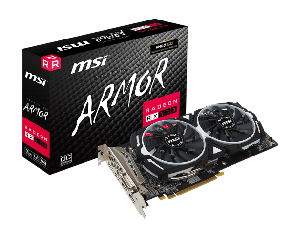Card màn hình vga msi radeon rx 580 armor 8g oc cũ full cổng