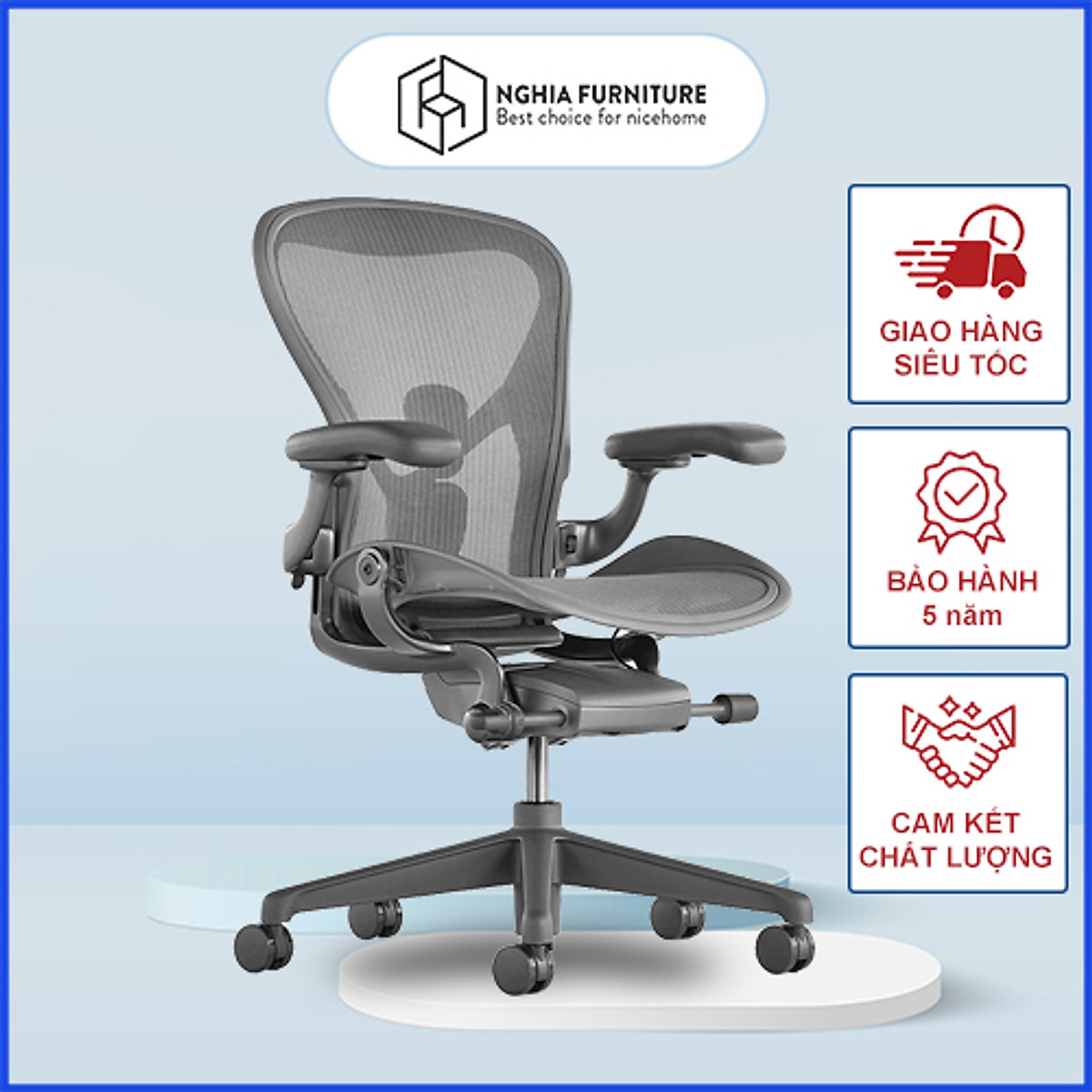 Ghế công thái học Herman Miller Aeron - Size B, ghế làm việc đứng đầu về hỗ trợ cột sống