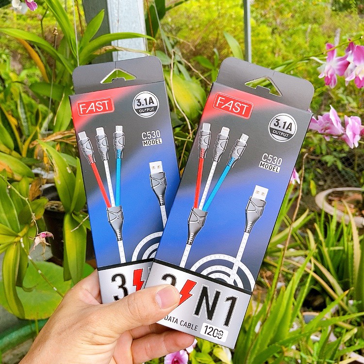 Cáp sạc 3 đầu dây dù