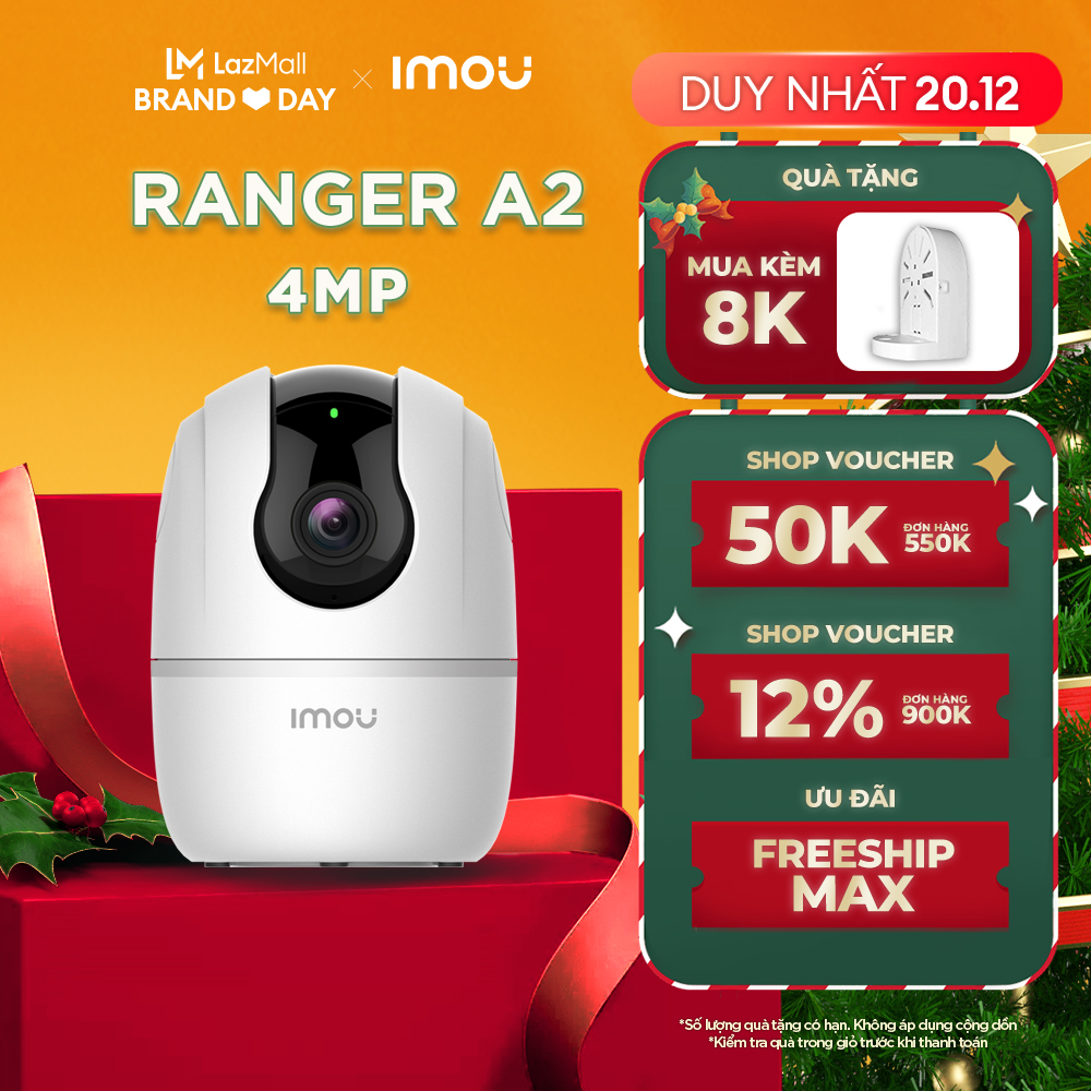 Duy nhất 20.12Camera Wifi trong nhà Imou Ranger A2 I IPCA42PDV3 I Xoay toàn cảnh 360 I Đàm thoại 2 chiều I Bảo hành 2 năm I A42P